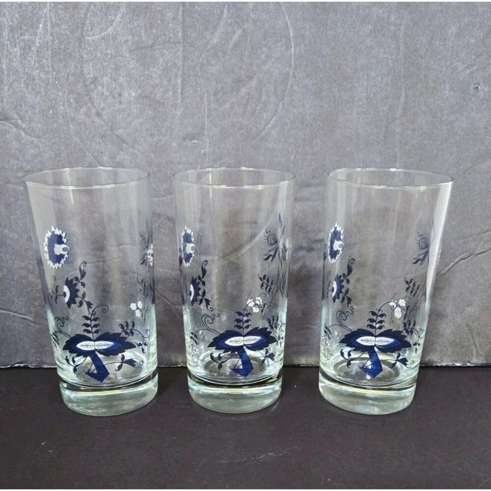 Blue Danube Japan Blue Onion 5 1/2" H (8oz) Tumbler Lot Of 3